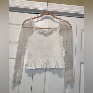 White crop top size large. Worn once for a bachelorette trip.